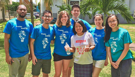 Pueblo Science, in partnership with the Jamaica Ministry of Education and IBM, trained 100 secondary science teachers in Kingston, Jamaica. Dr. Salvador, middle in white shirt, recruited experts from the University of Toronto, University of California-Irvine and IBM to conduct the training.