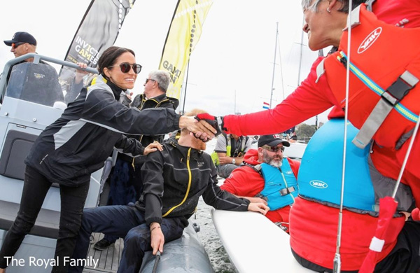 Pinangat shakes hands with the Duchess of Sussex.