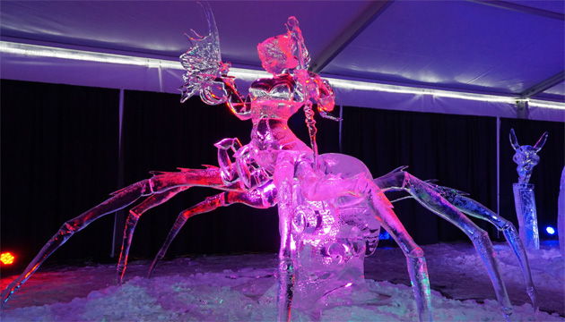 The Baisas brothers’ work called Alliance won first place at the ice carving contest at the Boardwalk Ice on Whyte Festival.