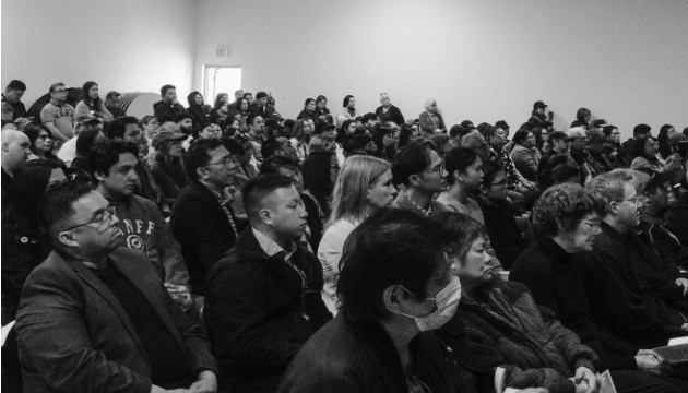 Manitobans  attending a vigil at the Philippine Canadian Centre of Manitoba. Photo by Charles Venzon.  